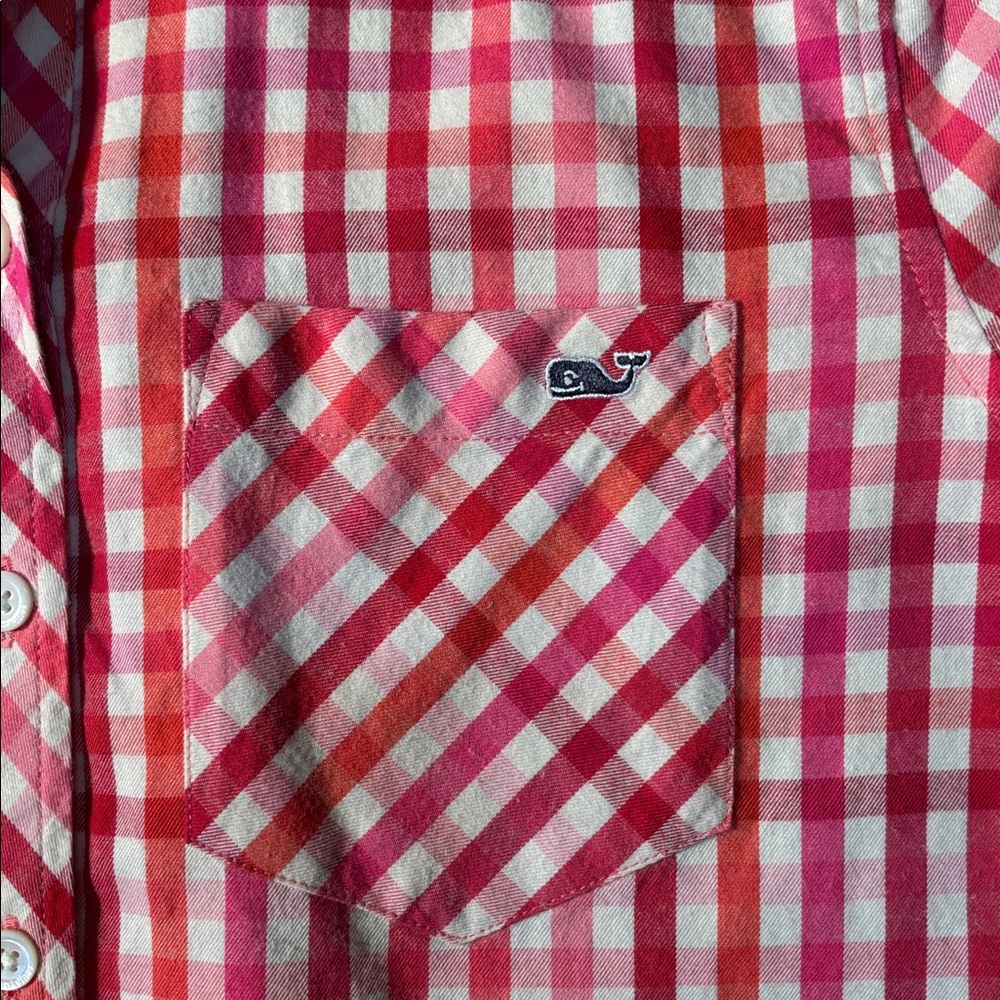 Vineyard Vines Red & Pink Plaid Button Down Shirt, Cashmere Cotton, Size 00, EUC - Picture 4 of 12